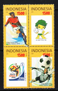 Индонезия, 2010, ЧМ по футболу, 4 марки квартблок
